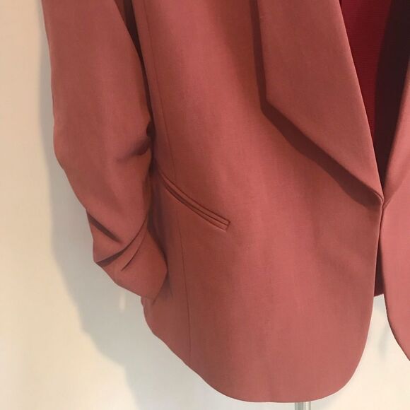 Preston & York 3/4 Ruched Sleeve Open Front Jacket Rose Pink Women's Size 12 NWT - Picture 6 of 9